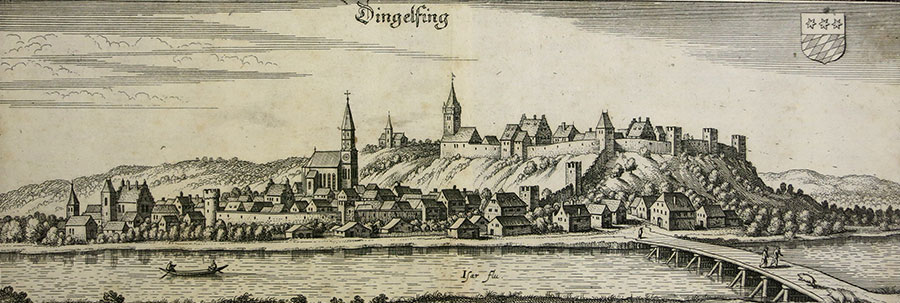 Historische Ansicht von Dingolfing an der Isar, Kupferstich